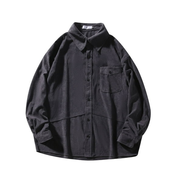 WREESH Men's Corduroy Button-Down Shirt Long Sleeve Fall Casual Shirt with Chest Pocket, Warm Layering Top Casual