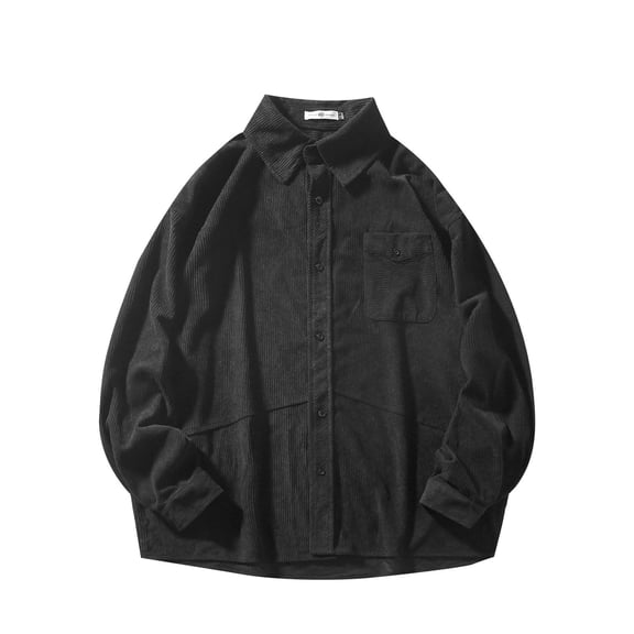WREESH Men's Corduroy Button-Down Shirt Long Sleeve Fall Casual Shirt with Chest Pocket, Warm Layering Top Casual