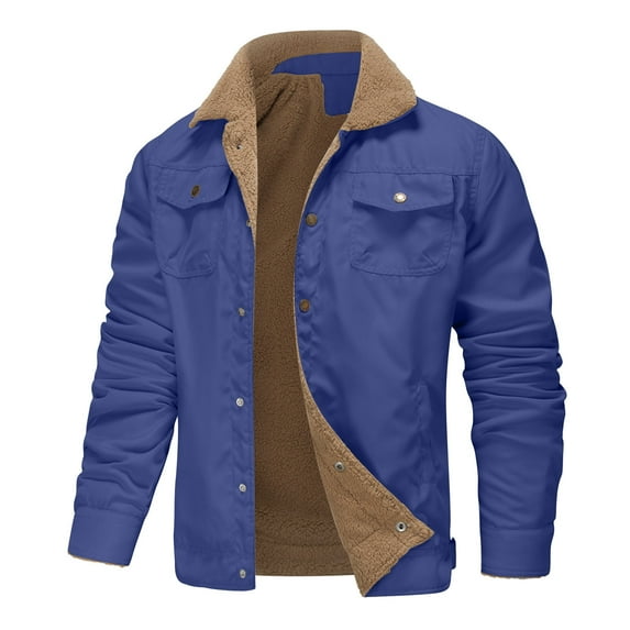 WREESH Men's Corduroy Trucker Jacket - Fleece Lined Winter Coat with Lapel Collar & Cargo Pockets, Heavy Duty Outerwear for Cold Weather