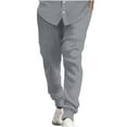 thumbnail image 1 of WREESH Men's Cotton Linen Pants Casual Elastic Waist Stripe Pocket Panel Trousers Pants Dark Gray, 1 of 6
