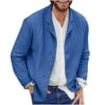thumbnail image 1 of WREESH Men's Cotton Linen Shirts Thin Jacket Solid Casual Turn-Down Collar Long Sleeve Button Down Shirts Blue, 1 of 6