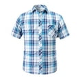thumbnail image 1 of WREESH Men's Cotton Plaid Button Down Shirts Short Sleeve Casual Style with Pocket and Turndown Collar Blue, 1 of 4