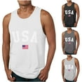 thumbnail image 1 of WREESH Men's Crew Neck Graphic Tee Casual Sports Tank Tops Independence Day Print Sleeveless White, 1 of 4