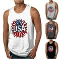 thumbnail image 1 of WREESH Men's Crew Neck Tank Top Graphic Print Independence Day Theme Perfect for Summer Workouts White, 1 of 4