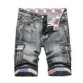 thumbnail image 1 of WREESH Men's Denim Shorts Zipper Elastic Slim Casual Denim Shorts Play Wrap Ripped Mid-Length Shorts Jean Shorts Gray, 1 of 9