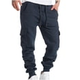 thumbnail image 1 of WREESH Men's Drawstring Sweatpants Fashion Solid Casual Elastic Waist with Pocket Trousers Sport Pants Navy, 1 of 7