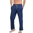 thumbnail image 1 of WREESH Men's Drawstring Sweatpants Pajama Pants Knit Cotton Lounge Bottoms Button Fly Blue, 1 of 4
