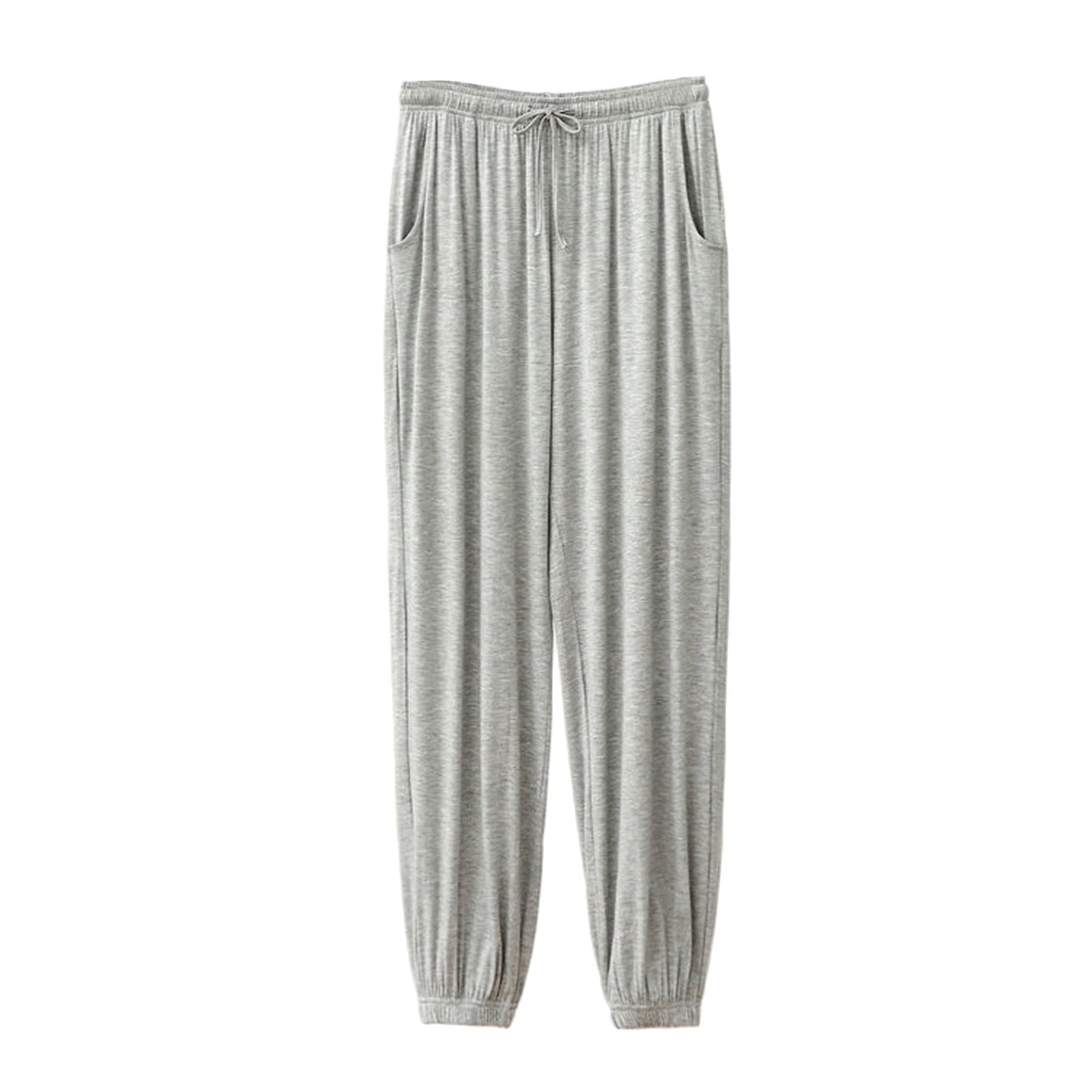 WREESH Men s Drawstring Sweatpants Pajama Pants Knit Cotton Lounge Bottoms Button Fly Gray