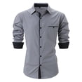 thumbnail image 1 of WREESH Men's Dress Button Down Shirts Casual Hollow Out Solid Color Short Sleeve Turndown Collar Shirts Stylish Tops Gray, 1 of 4