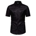thumbnail image 1 of WREESH Men's Dress Shirts with Button Down Collar Short Sleeve Turndown Collar Shirts in Solid Print for Men's , Formal Commuting Top Black, 1 of 9