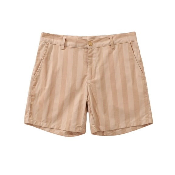 WREESH Men's Dress Shorts Work Shorts Fashion Striped Shorts Casual Cotton Shorts Zipper Button Waist Short Pants Khaki