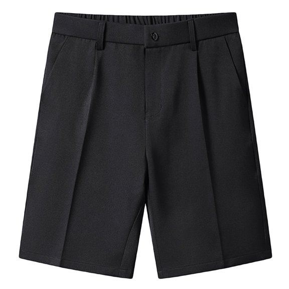 WREESH Men's Dress Shorts Work Shorts Solid Color Suit Shorts Business Casual Shorts Button Shorts with Pockets Black