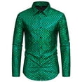 thumbnail image 1 of WREESH Men's Elegant Button Down Shirts Long Sleeve Casual Style with Turn-Down Collar, Pattern for a Sophisticated Green, 1 of 9