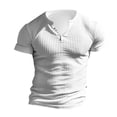 thumbnail image 1 of WREESH Men's Essential Henley Shirts Short Sleeve Solid Color Top The Versatile Choice for Every Wardrobe White, 1 of 6