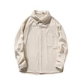 thumbnail image 1 of WREESH Men's Fall Button Down Shirts Casual Fashion Corduroy Turn-Down Collar Button Long Sleeve Shirts for Men's Pocket Tops Beige, 1 of 5