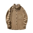 thumbnail image 1 of WREESH Men's Fall Button Down Shirts Casual Fashion Corduroy Turn-Down Collar Button Long Sleeve Shirts for Men's Pocket Tops Coffee, 1 of 5