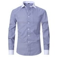 thumbnail image 1 of WREESH Men's Fashion Button Down Shirts Long Sleeve Striped Turndown Collar Business Top Blue, 1 of 4