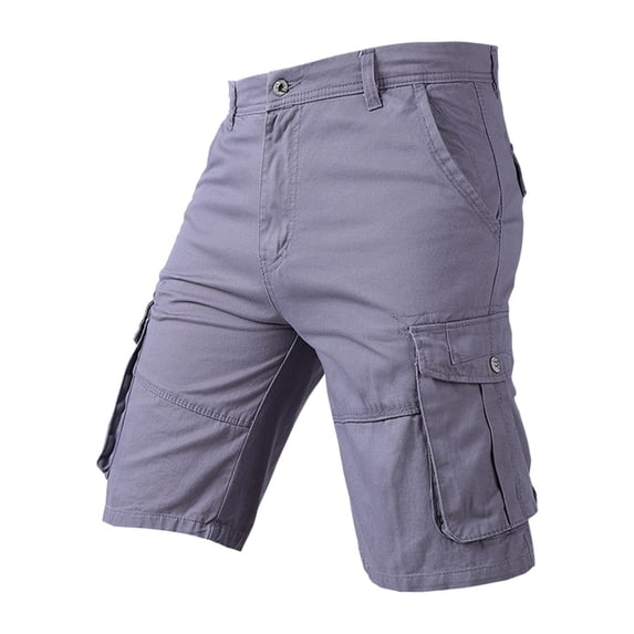 WREESH Men's Fashion Cargo Shorts Hiking Shorts Outdoor Workout Shorts Solid Color Casual Short Pants with Cargo Pockets Gray