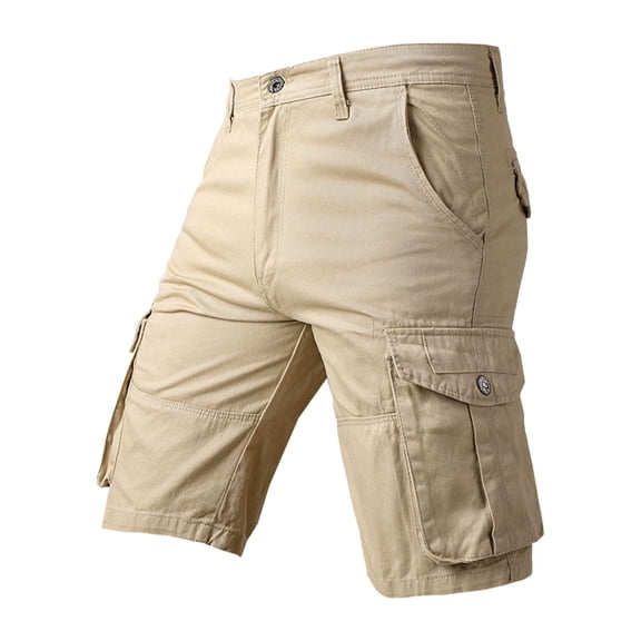 WREESH Men's Fashion Cargo Shorts Hiking Shorts Outdoor Workout Shorts Solid Color Casual Short Pants with Cargo Pockets Khaki