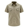 thumbnail image 1 of WREESH Men's Fashion Casual Button Down Shirts Solid Color with Cargo Pockets, Buttons, Short Sleeve Turndown Collar Quick-Drying, Breathable, Workwear Khaki, 1 of 7