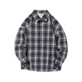 thumbnail image 1 of WREESH Men's Fashion Plaid Shirt Casual Long Sleeve with Pockets Classic Plaid Print Button Down Shirt Navy, 1 of 5