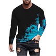 thumbnail image 1 of WREESH Men's Fashion T-Shirts Casual Gradient Printing Round Neck Pullover T-Shirt Long Sleeve Tops Workout Tops Blue, 1 of 5