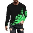 thumbnail image 1 of WREESH Men's Fashion T-Shirts Casual Gradient Printing Round Neck Pullover T-Shirt Long Sleeve Tops Workout Tops Green, 1 of 4
