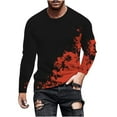 thumbnail image 1 of WREESH Men's Fashion T-Shirts Casual Gradient Printing Round Neck Pullover T-Shirt Long Sleeve Tops Workout Tops Orange, 1 of 4