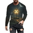 thumbnail image 1 of WREESH Men's Fashion T-Shirts Casual Printing Round Neck Pullover T-Shirt Long Sleeve Tops Workout Tops Dark Gray, 1 of 5
