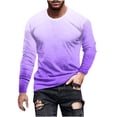 thumbnail image 1 of WREESH Men's Fashion T-Shirts Casual Round Neck Long Sleeve Pullover Gradient T-Shirt Blouse Tops Workout Tops Purple, 1 of 5