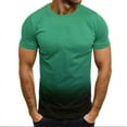 thumbnail image 1 of WREESH Men's Fashion T-Shirts Slim T-Shirt Gradient Tee Gradient Short Sleeve Summer Tops Crewneck Casual Shirts Workout Tshirts Workout Tops Green, 1 of 4