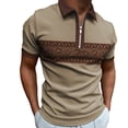 thumbnail image 1 of WREESH Men's Fashion V-Neck Tee Casual Printed Short Sleeve T-Shirt with Color Block Trendy Casual Top Khaki, 1 of 4