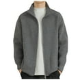 thumbnail image 1 of WREESH Men's Fashion Zip-Up Sweater Jacket Solid Color Cardigan Sweater Knitted Sweater Jacket Sweater Outwear Gray, 1 of 4