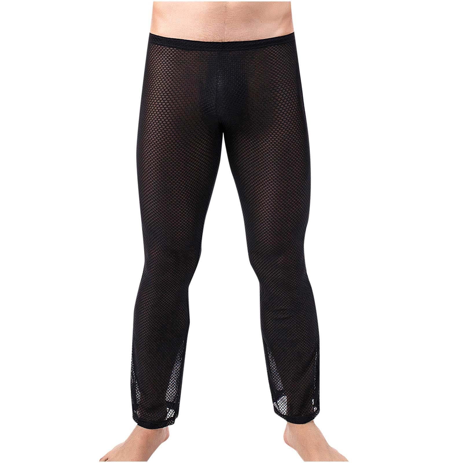WREESH Men's Fishnet Pants Bottoms Low Mesh Leggings Muscle Fit Long Pants  Thermal Bottoms Wide Leg Pants Breathable Casual Trousers Black -  Walmart.com