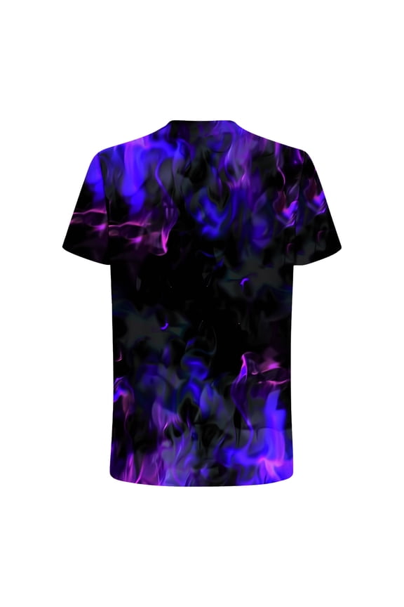 Men's Flame Print T-Shirt Comfortable Short Sleeve Round Neck Summer Casual Workout Tops Multicolor