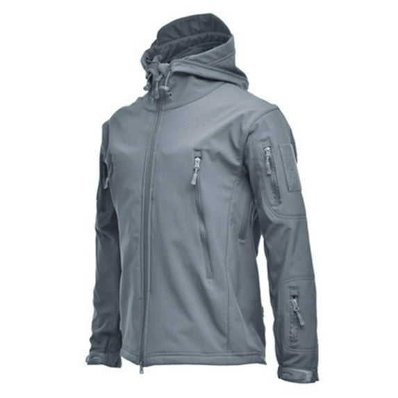WREESH Men's Fleece-Lined Winter Jacket with Thermal Insulation, Solid Color Hooded Long Sleeve Outdoor Coat for Cold Climates