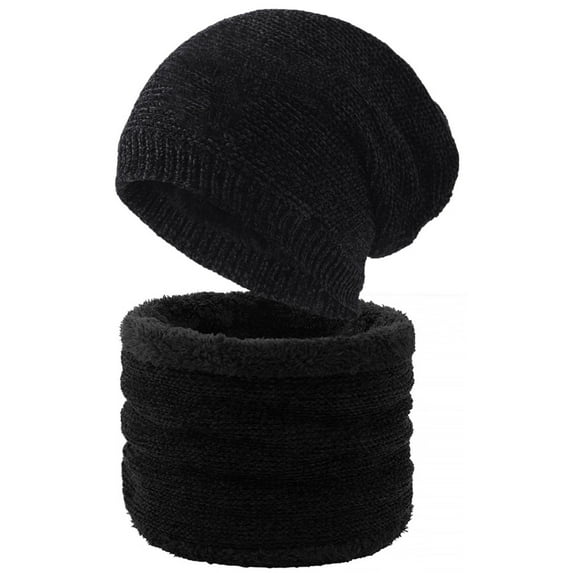 WREESH Men's Fleece Scarf & Beanie Set - Thermal Winter Neck Gaiter with Thick Knit Hat, Cold Weather Accessories Combo