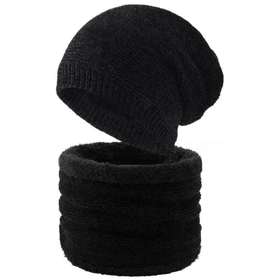 WREESH Men's Fleece Scarf & Beanie Set - Thermal Winter Neck Gaiter with Thick Knit Hat, Cold Weather Accessories Combo