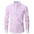 thumbnail image 1 of WREESH Men's Formal Button Down Shirts Long Sleeve Solid Color Dress Shirt Business Pink, 1 of 4