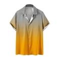 thumbnail image 1 of WREESH Men's Gradient Beach Shirt Casual Short Sleeve Button Down Men's Lapel Shirt with Tropical Print for Summer Wear Yellow, 1 of 5