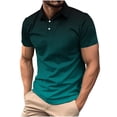 thumbnail image 1 of WREESH Men's Gradient Buttoned T-Shirt Casual Short Sleeve Henley with Turn Down Collar a Trendy Gradient Top with Buttoned Front Olive Green, 1 of 6