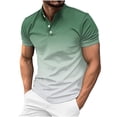 thumbnail image 1 of WREESH Men's Gradient Sport Top Buttoned Short Sleeve Shirt with Gradient Design for The Sporty and Stylish Mint Green, 1 of 6