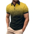 thumbnail image 1 of WREESH Men's Gradient Zip-Up Top Short Sleeve Sports Top with Print Stylish Gradient Design for Active Yellow, 1 of 7