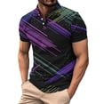 thumbnail image 1 of WREESH Men's Graphic Henley Shirts Casual Business Short Sleeve Shirt in Athletic Style with Trendy Printed Patterns Purple, 1 of 5