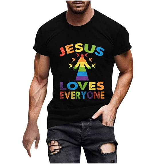 WREESH Men's Graphic Print Crew Neck T-Shirt Short Sleeve Loose Fit Summer Tops Black