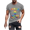 thumbnail image 1 of WREESH Men's Graphic Print Crew Neck T-Shirt Short Sleeve Loose Fit Summer Tops Gray, 1 of 5