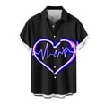 thumbnail image 1 of WREESH Men's Hawaiian Shirt Valentine's Day Shirts Heart Printed Button Up Shirts Casual Short Sleeve Summer Beach Shirt Black, 1 of 4