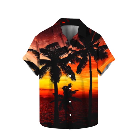 WREESH Men's Hawaiian Shirts Casual Beach Button Down Shirts Printed Short Sleeve Tops with Turndown Collar for Summer Vacation Wine