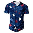 thumbnail image 1 of WREESH Men's Henley T-Shirt Short Sleeve Button Front 4th of July Print Summer Casual Style Multicolor, 1 of 5