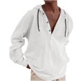 thumbnail image 1 of WREESH Men's Hoodies Casual Fashion V-Neck Long Sleeve Pullover Breathable Shirt Shirt Tops White, 1 of 7
